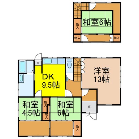 八幡2丁目東側WH貸家の物件間取画像